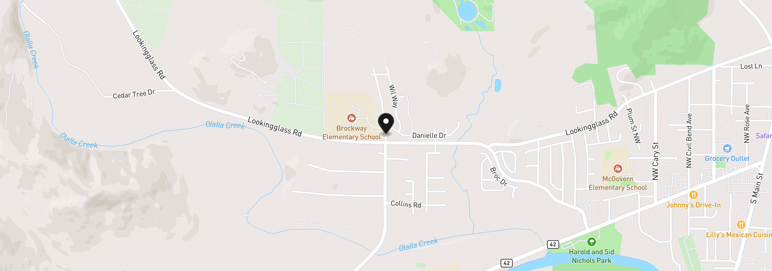 Map showing the location of 2461 NW Brockway Rd, Winston, OR 97496