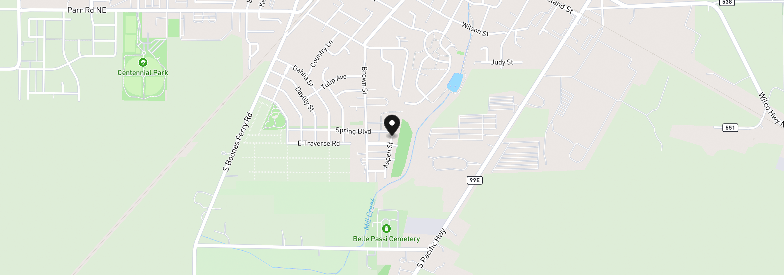 Map showing the location of 1572 Aspen St, Woodburn, OR 97071