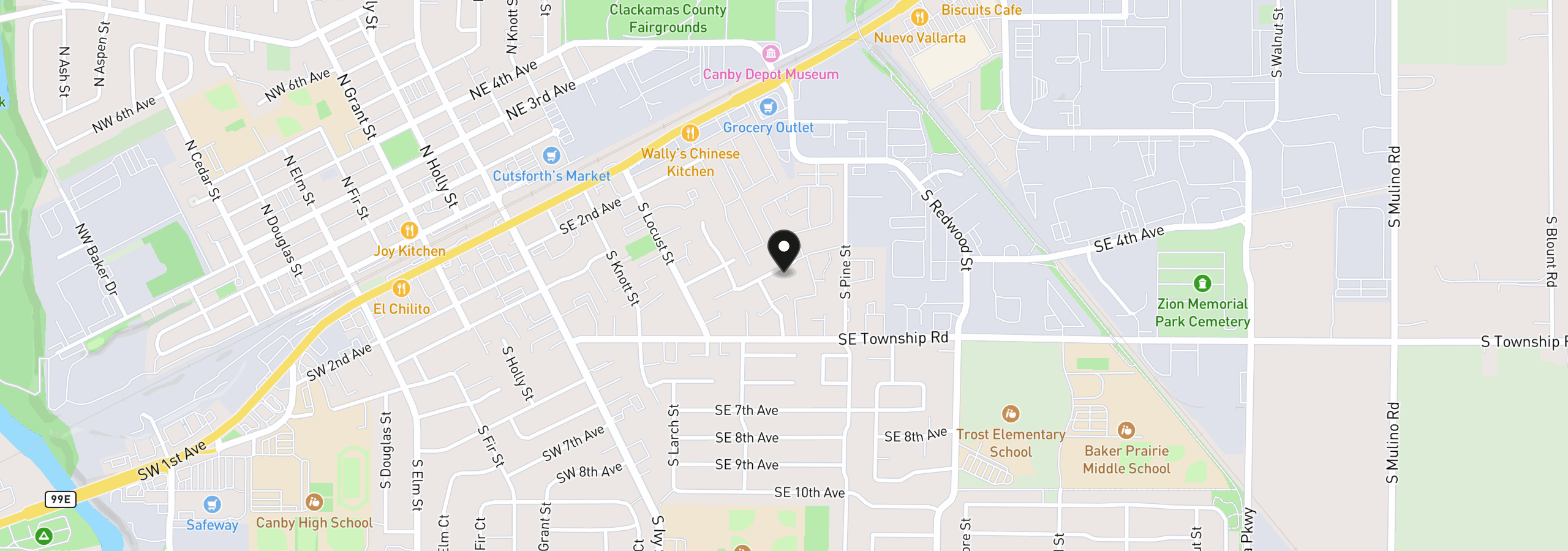 Map showing the location of 667 SE 5th Ave, Canby, OR 97013