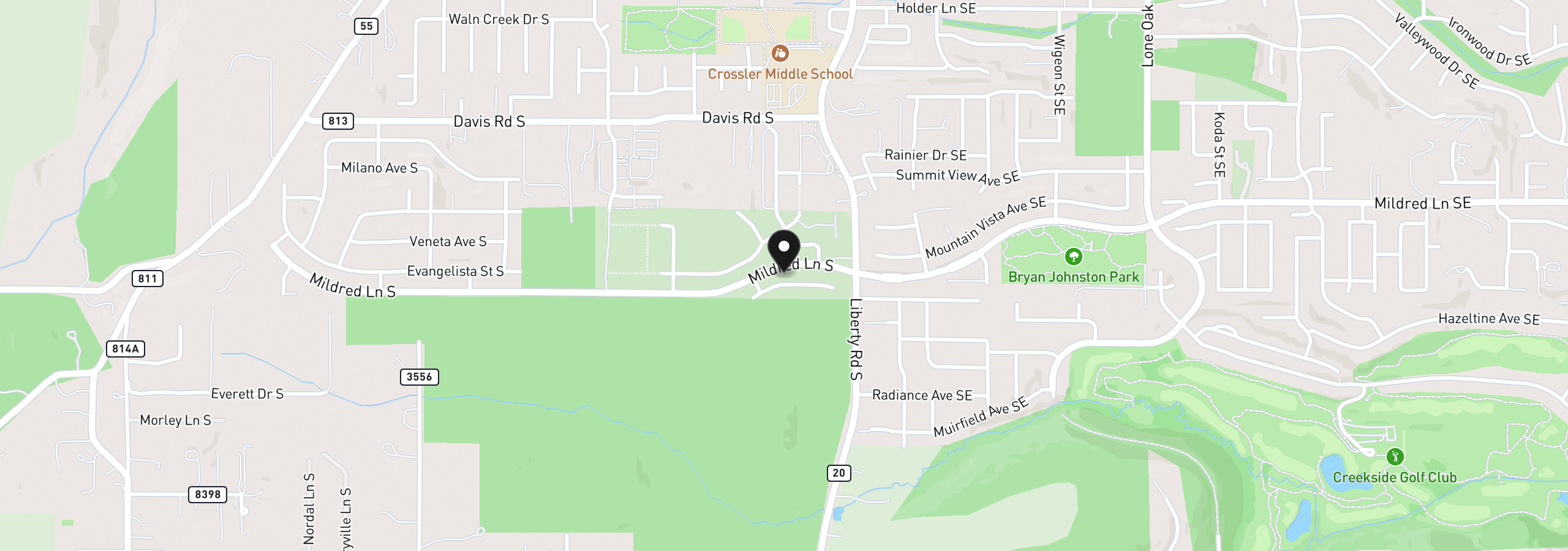 Map showing the location of 1231 Thunderbird Ave S, Salem, OR 97306