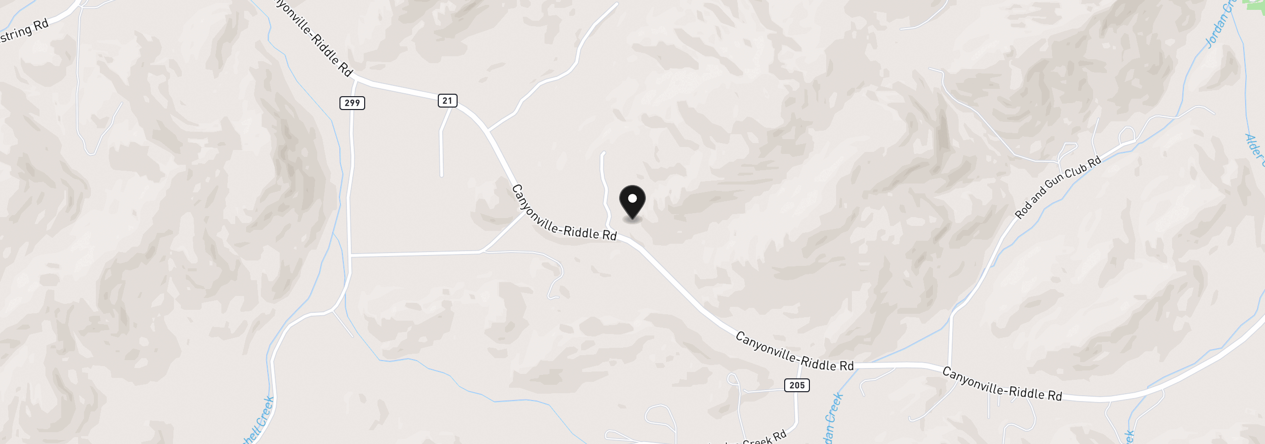 Map showing the location of 2263 Canyonville Riddle Rd, Riddle, OR 97469