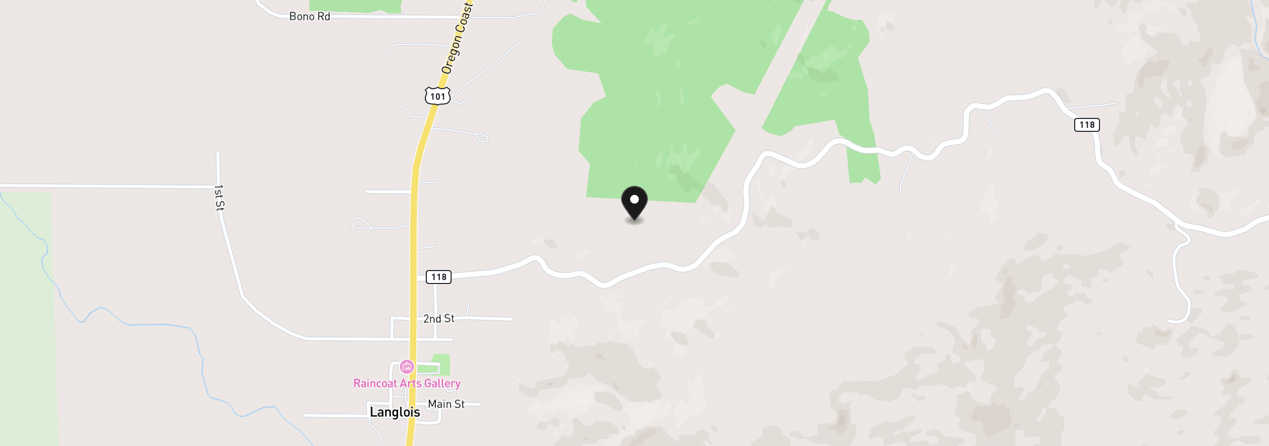 Map showing the location of 94515 Langlois Mountain Rd, Langlois, OR 97450