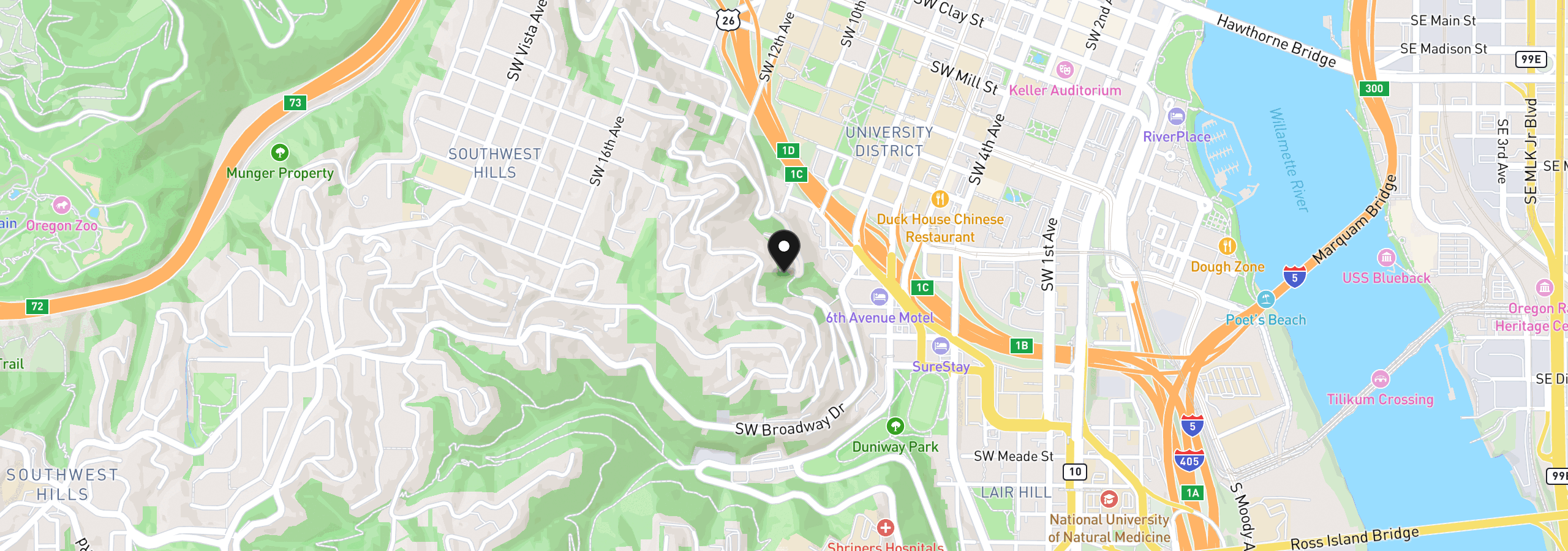 Map showing the location of SW Cardinell Way, Portland, OR 97201