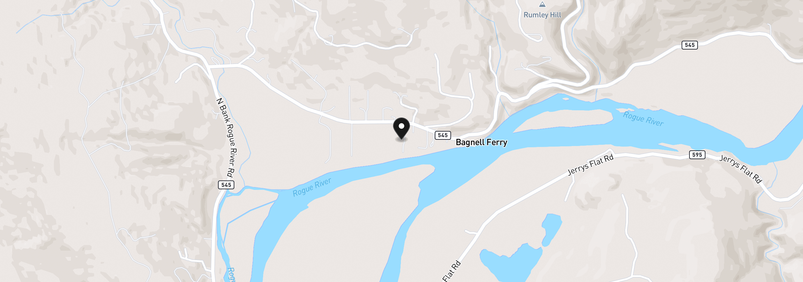 Map showing the location of 95570 N Bank Rogue River Rd, Gold Beach, OR 97444