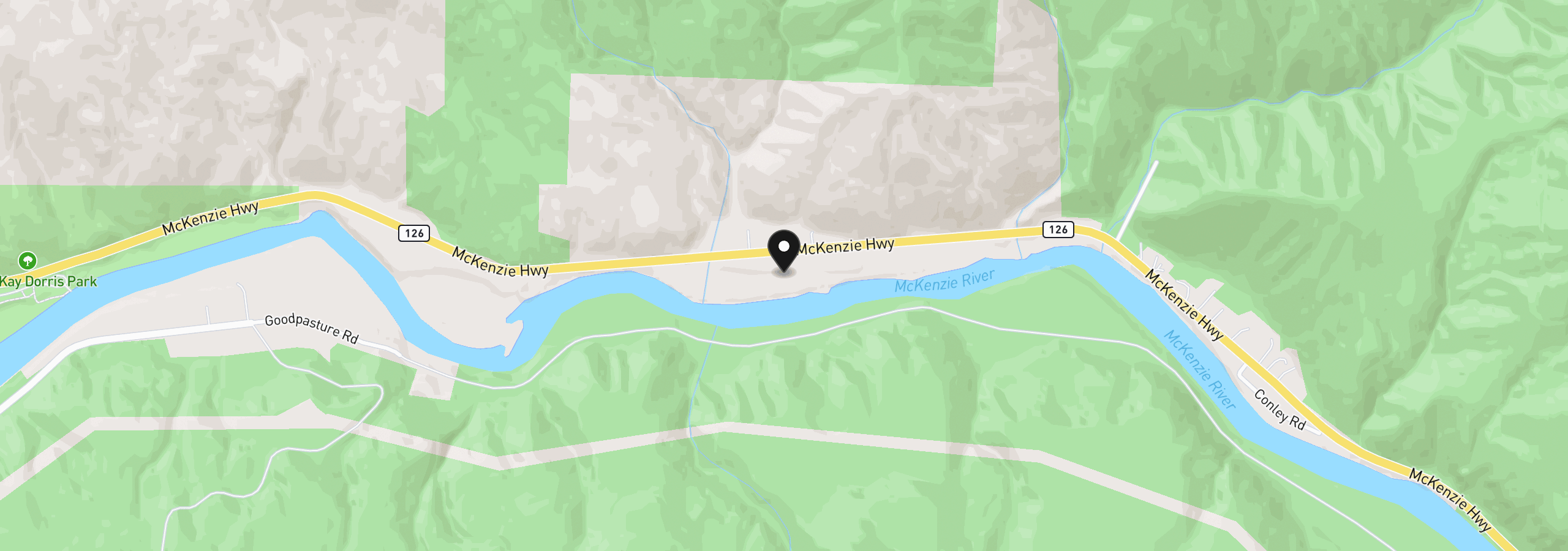 Map showing the location of 47664 McKenzie Hwy, Vida, OR 97488