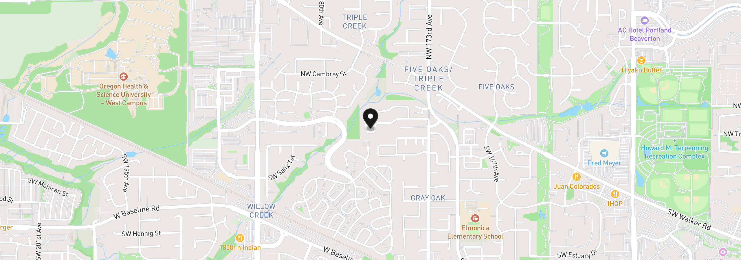 Map showing the location of 17548 NW Shady Fir Loop 21, Beaverton, OR 97006