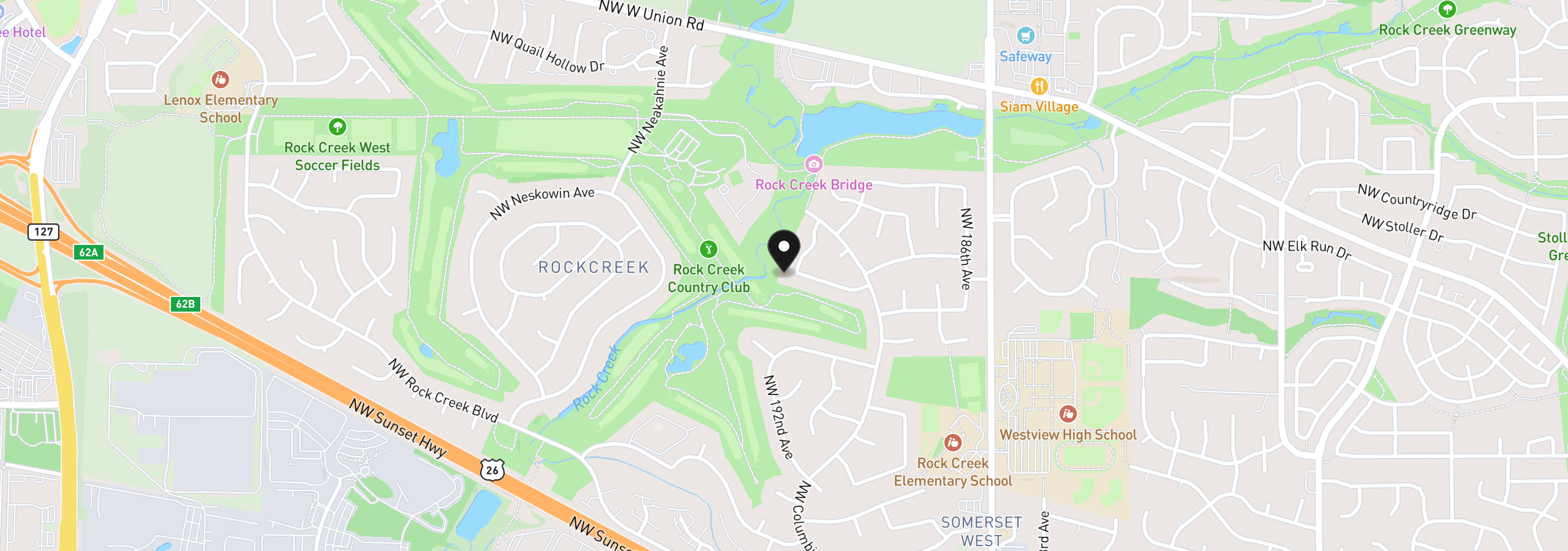 Map showing the location of 4645 NW 191st Ave, Portland, OR 97229