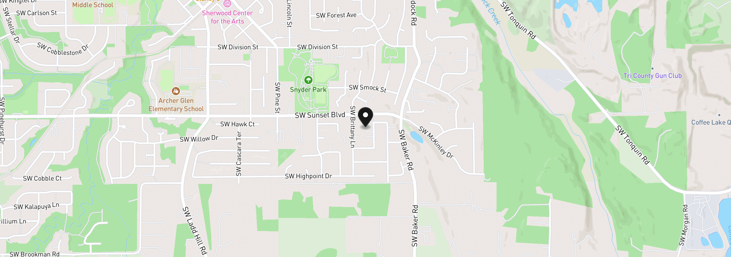 Map showing the location of 14727 SW Brooke Ct, Sherwood, OR 97140