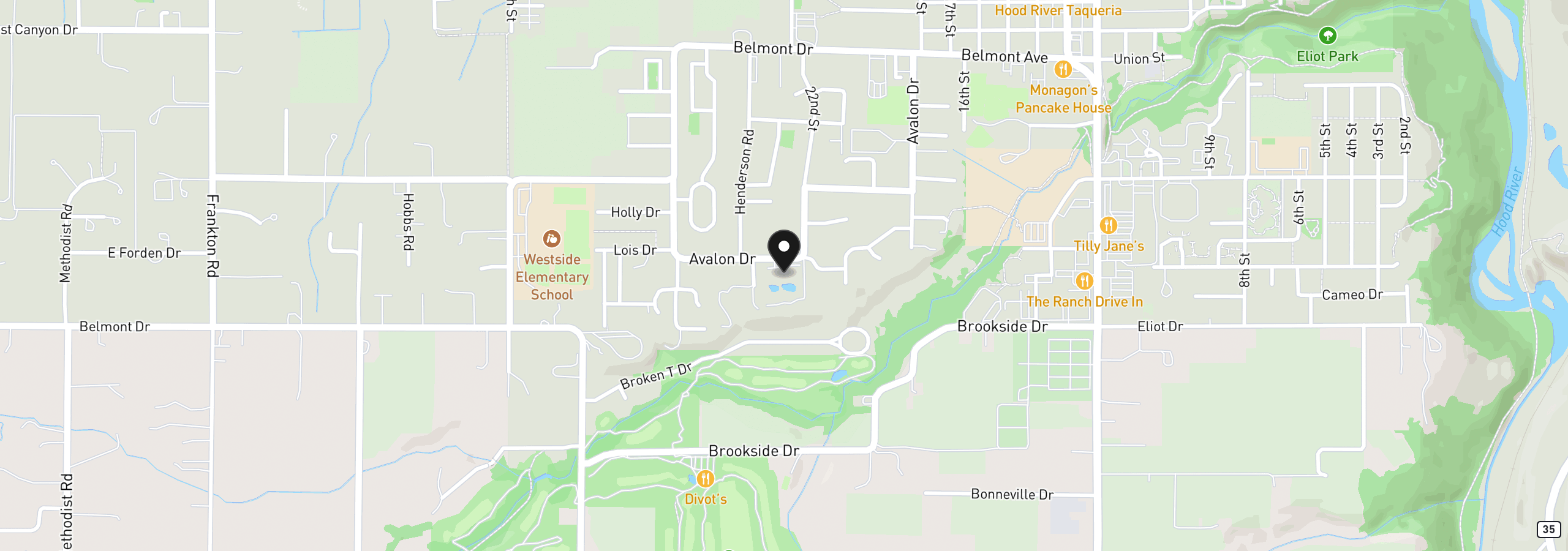 Map showing the location of 3483 Avalon Dr 233, Hood River, OR 97031