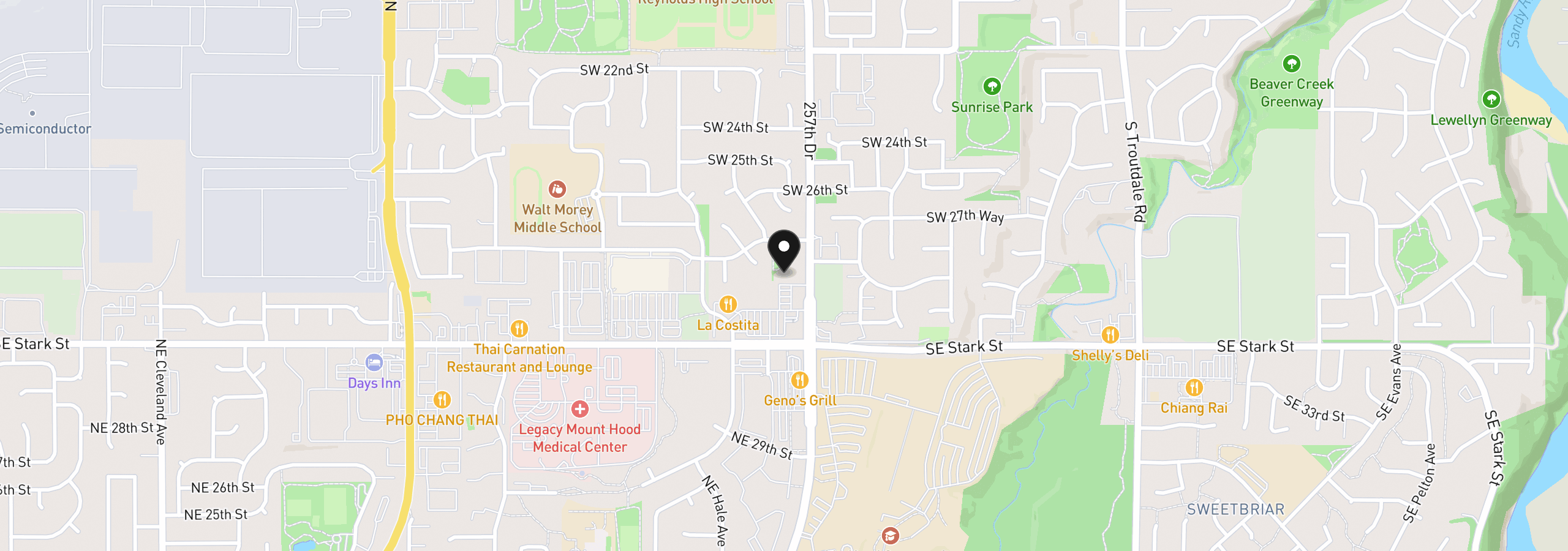 Map showing the location of 2855 SW Faith Ct, Troutdale, OR 97060