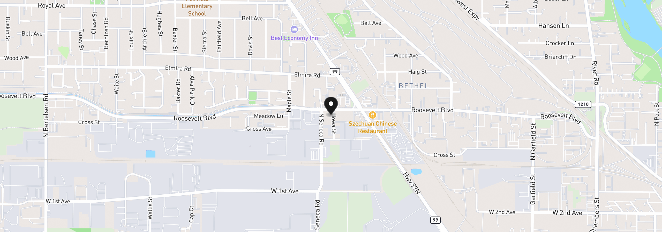 Map showing the location of 184 Iowa St, Eugene, OR 97402