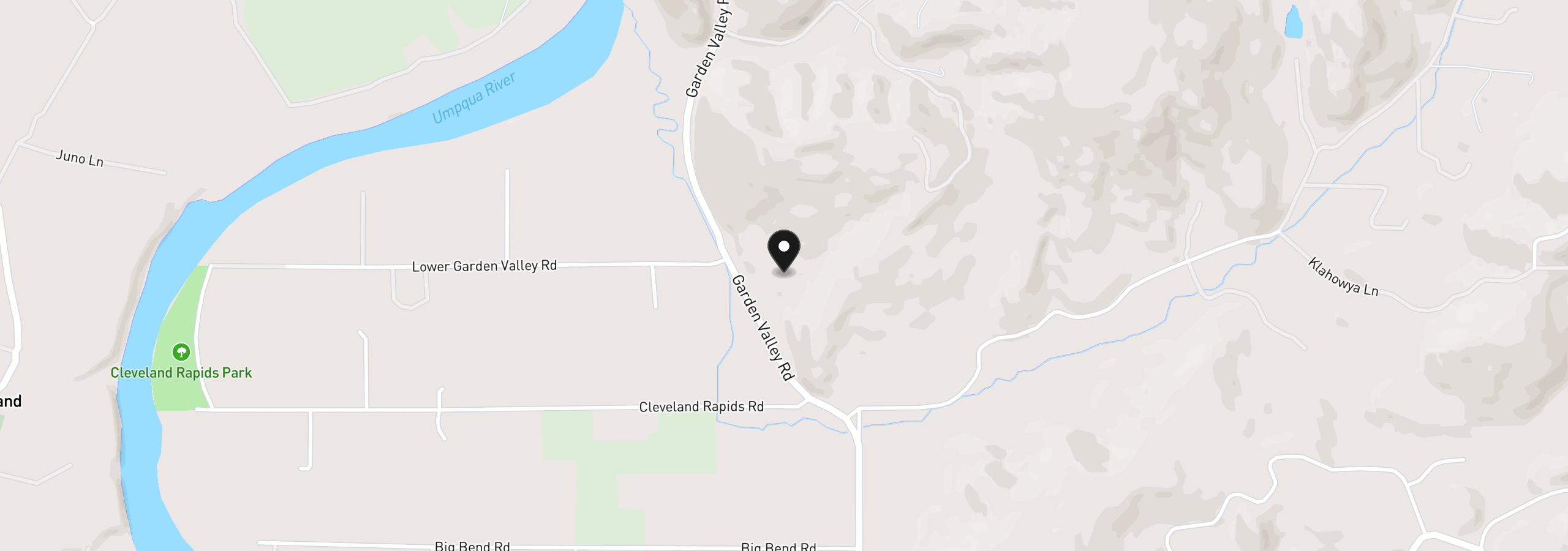 Map showing the location of 8981 Garden Valley Rd, Roseburg, OR 97470