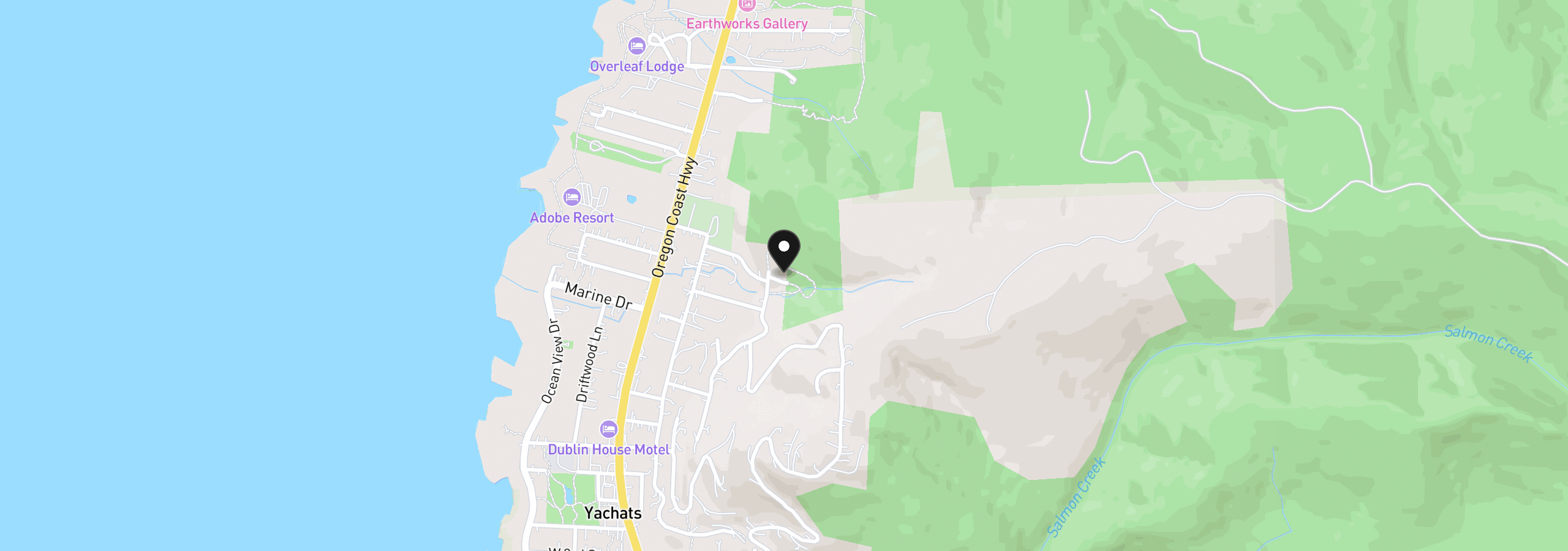 Map showing the location of 505 Creekside Ln, Yachats, OR 97498