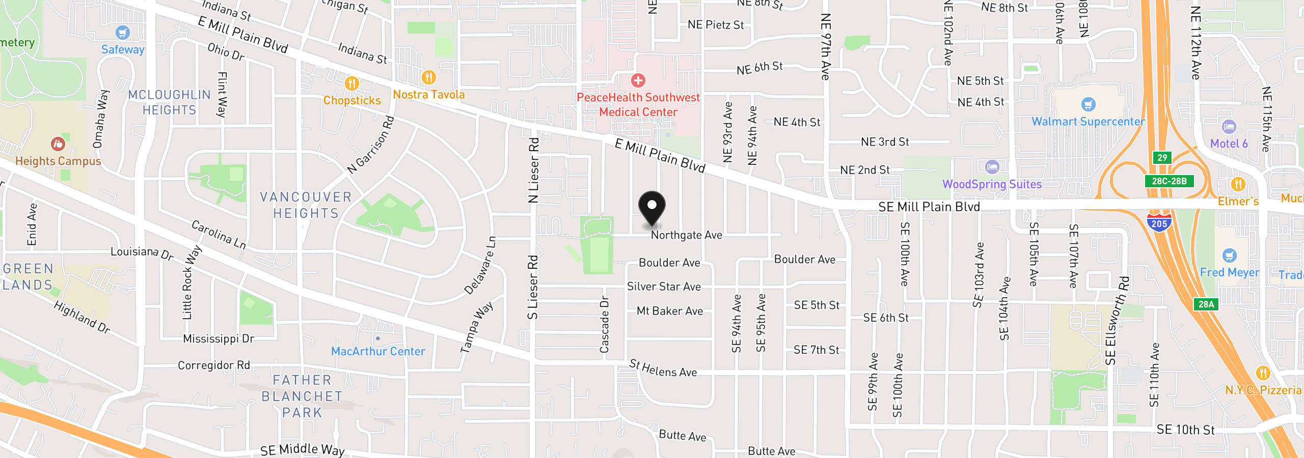 Map showing the location of 8910 SE Northgate Ave, Vancouver, Wa 98664
