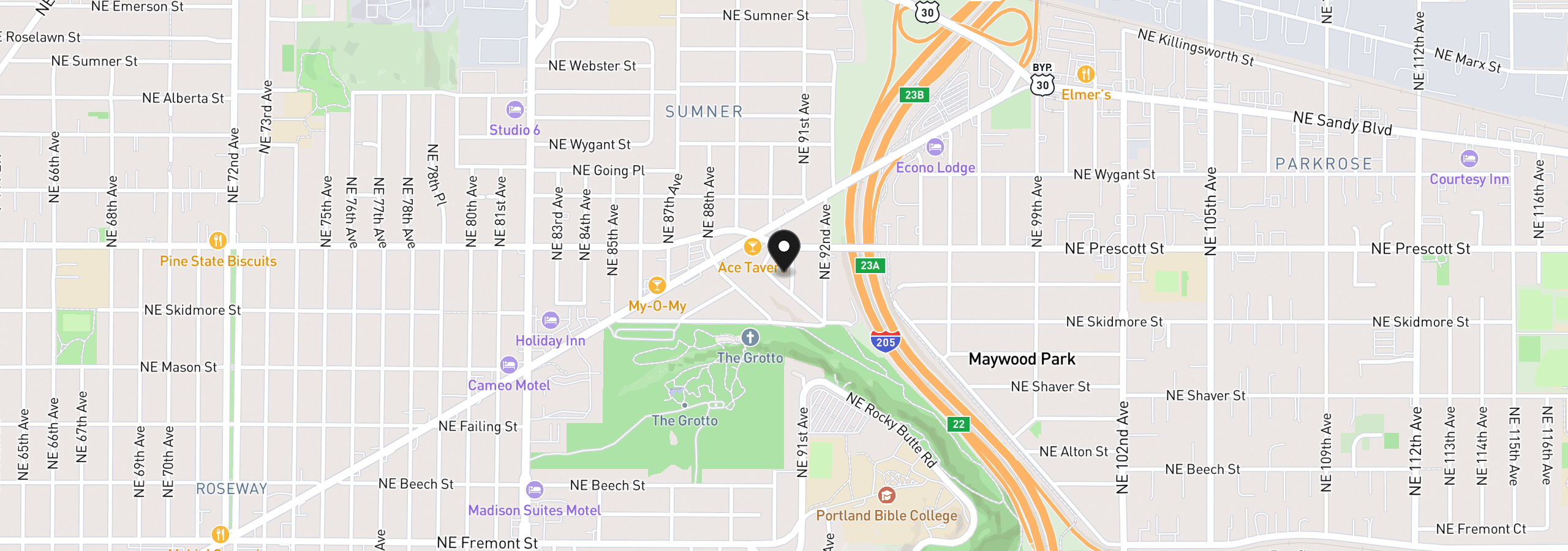 Map showing the location of 4427 NE 91st Ave, Portland, OR 97220