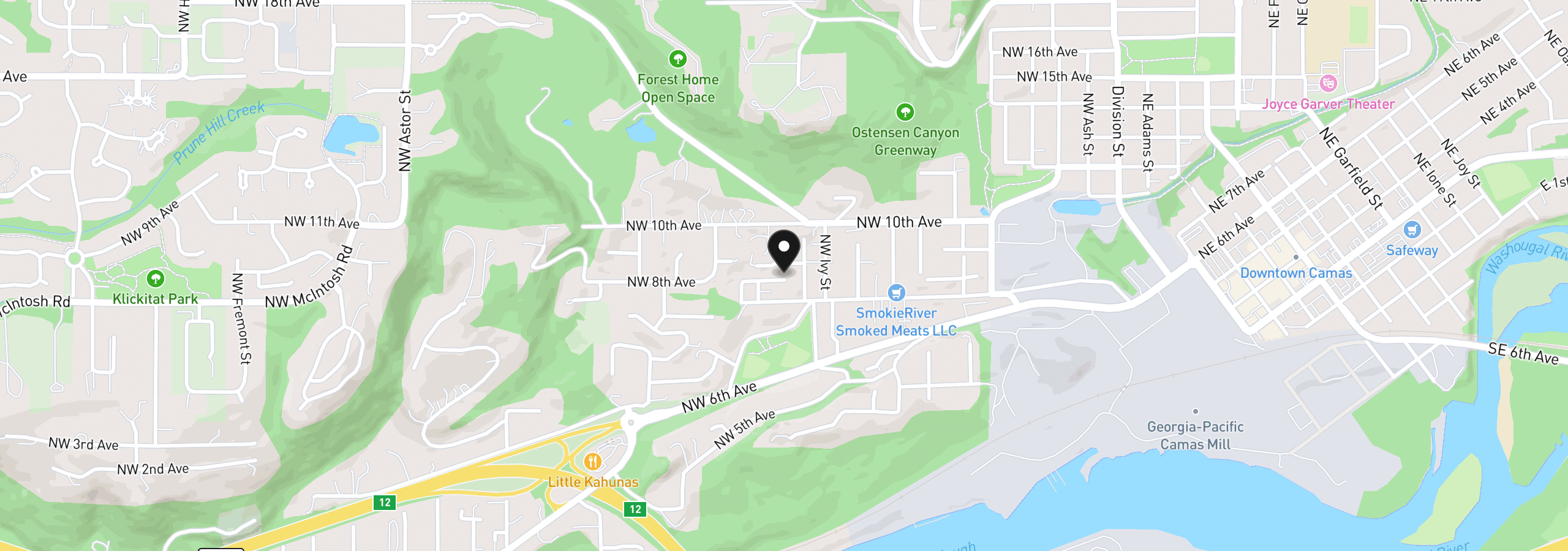 Map showing the location of 1153 NW 7th Way, Camas, Wa 98607