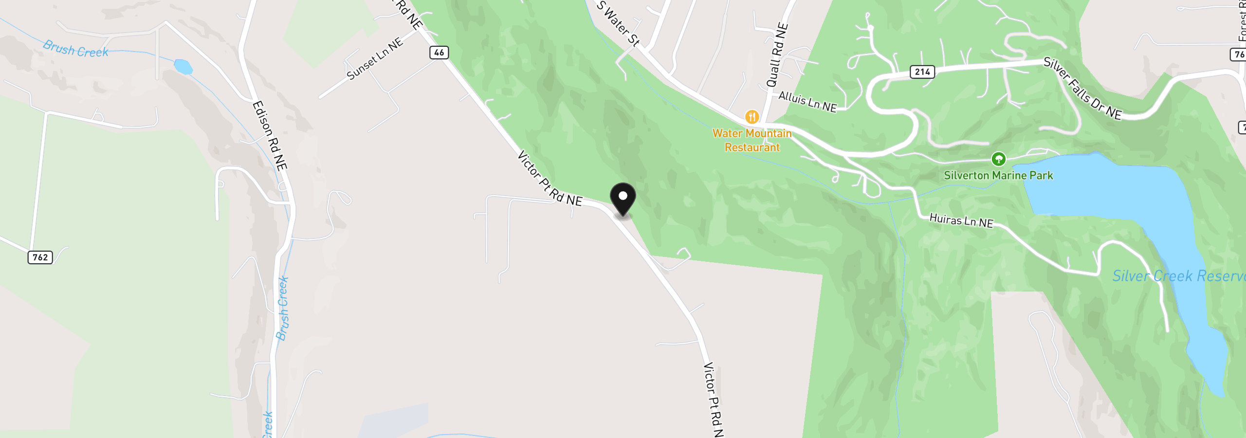 Map showing the location of 3780 Victor Point Rd NE, Silverton, OR 97381