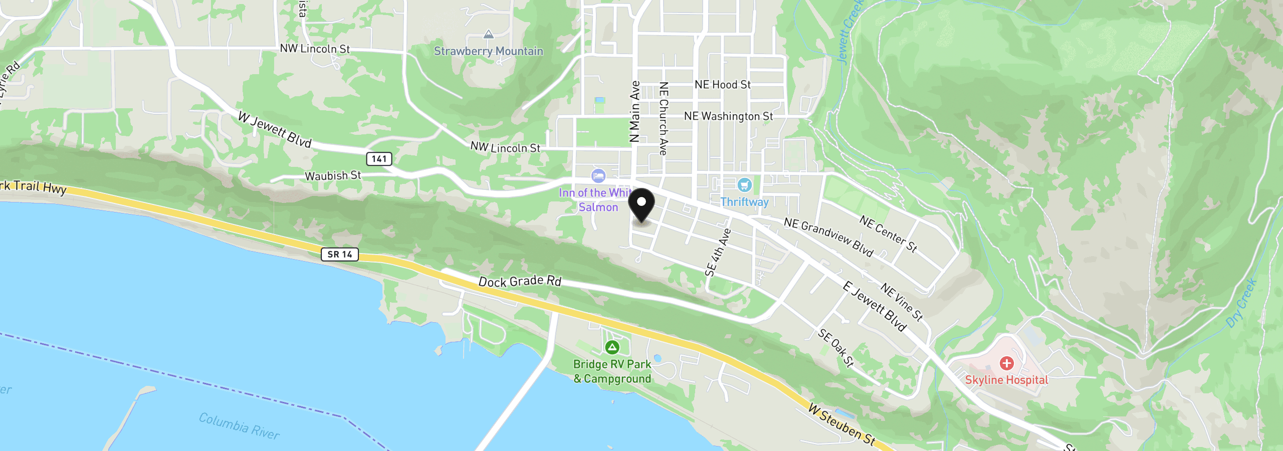 Map showing the location of 127 SE Wyers St, White Salmon, Wa 98672