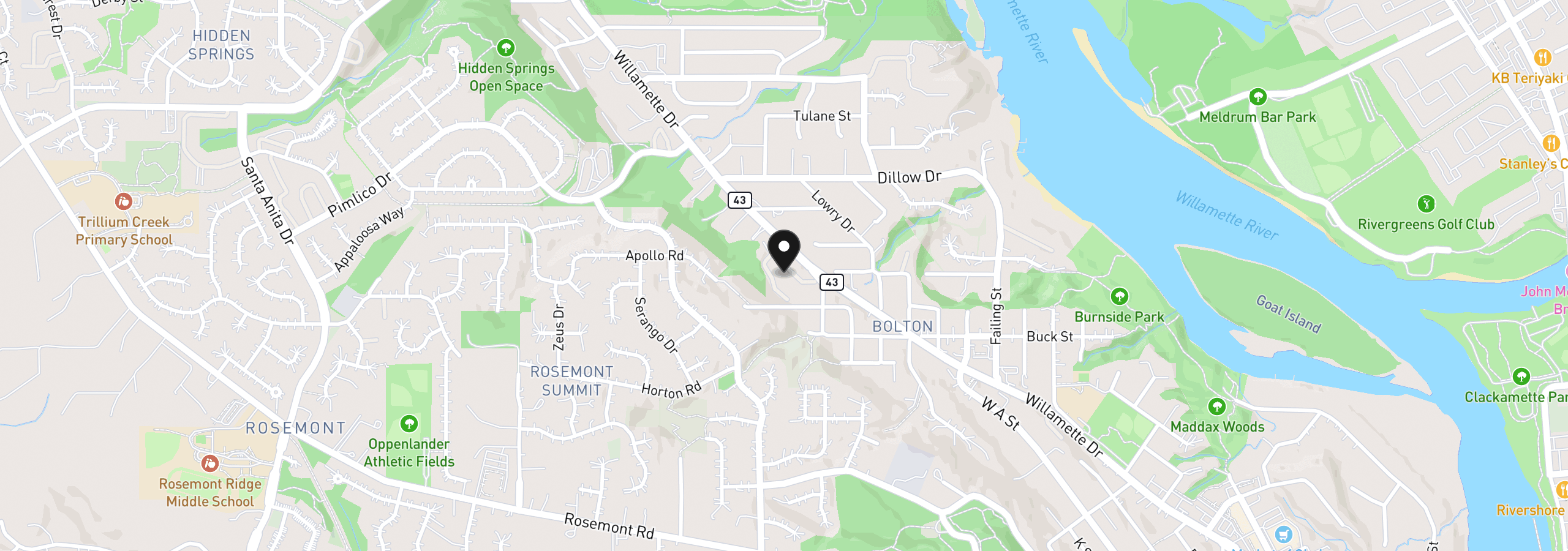 Map showing the location of 20915 Fawn Ct 44, West Linn, OR 97068