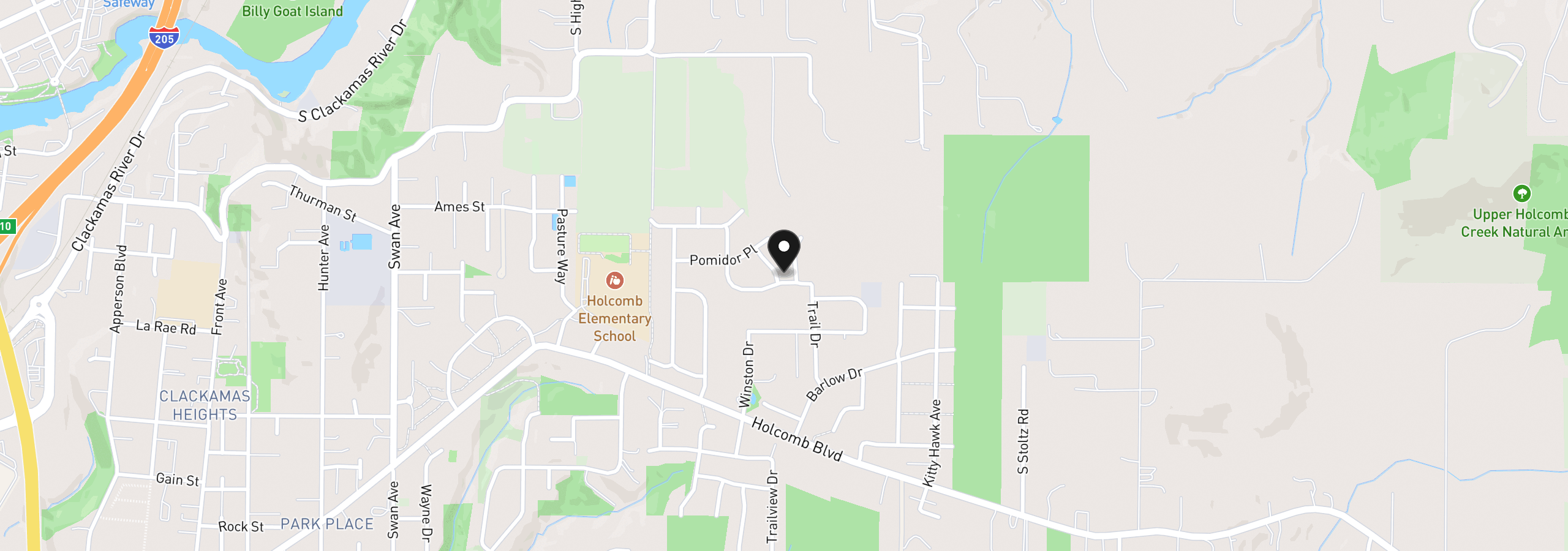 Map showing the location of 15998 Papez Pl, Oregon City, OR 97045