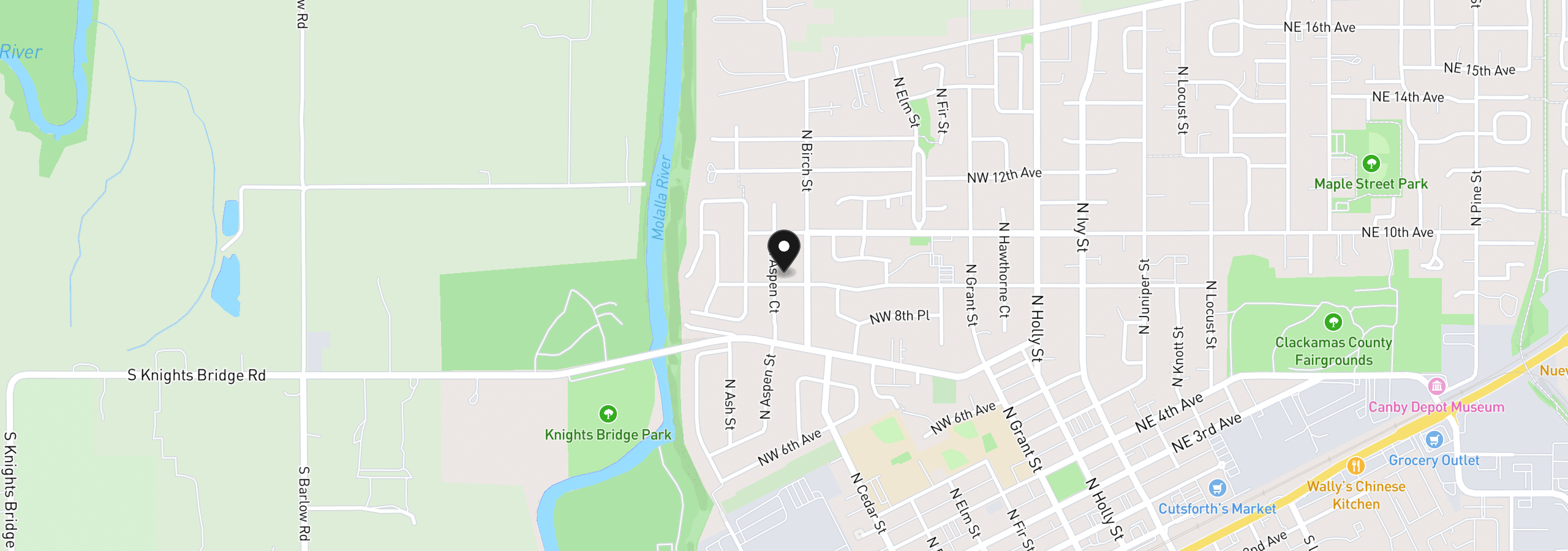 Map showing the location of 920 N Aspen Ct, Canby, OR 97013