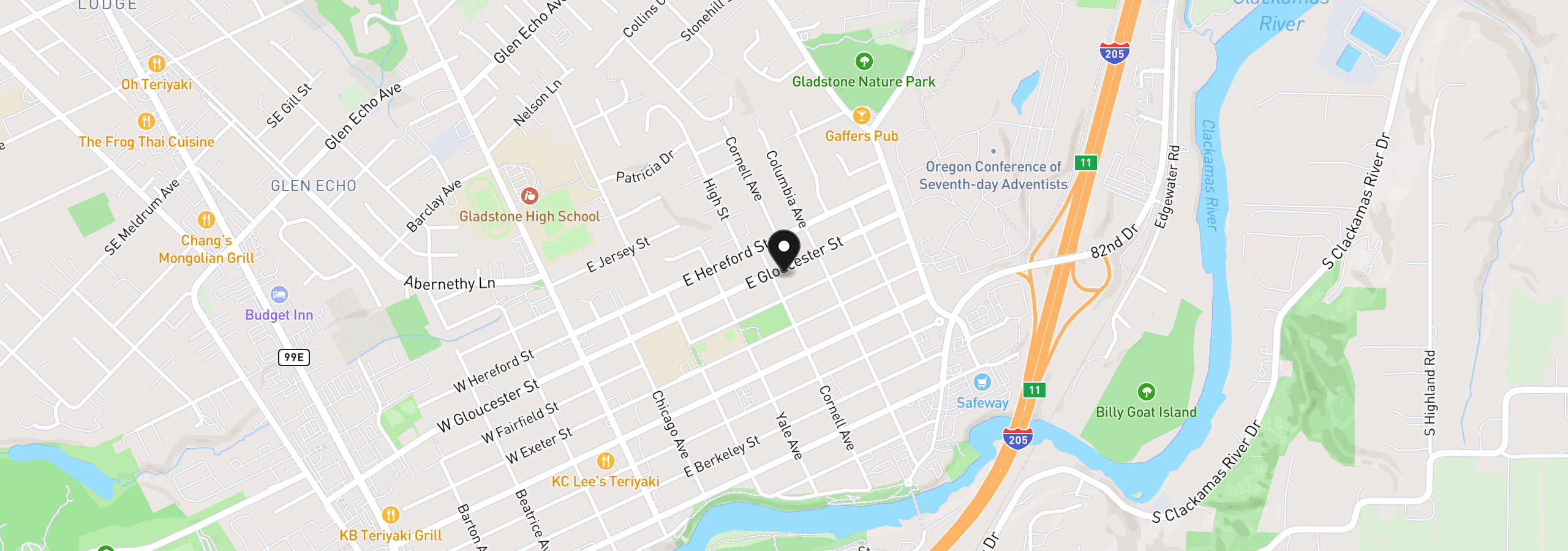 Map showing the location of 515 E Gloucester St, Gladstone, OR 97027