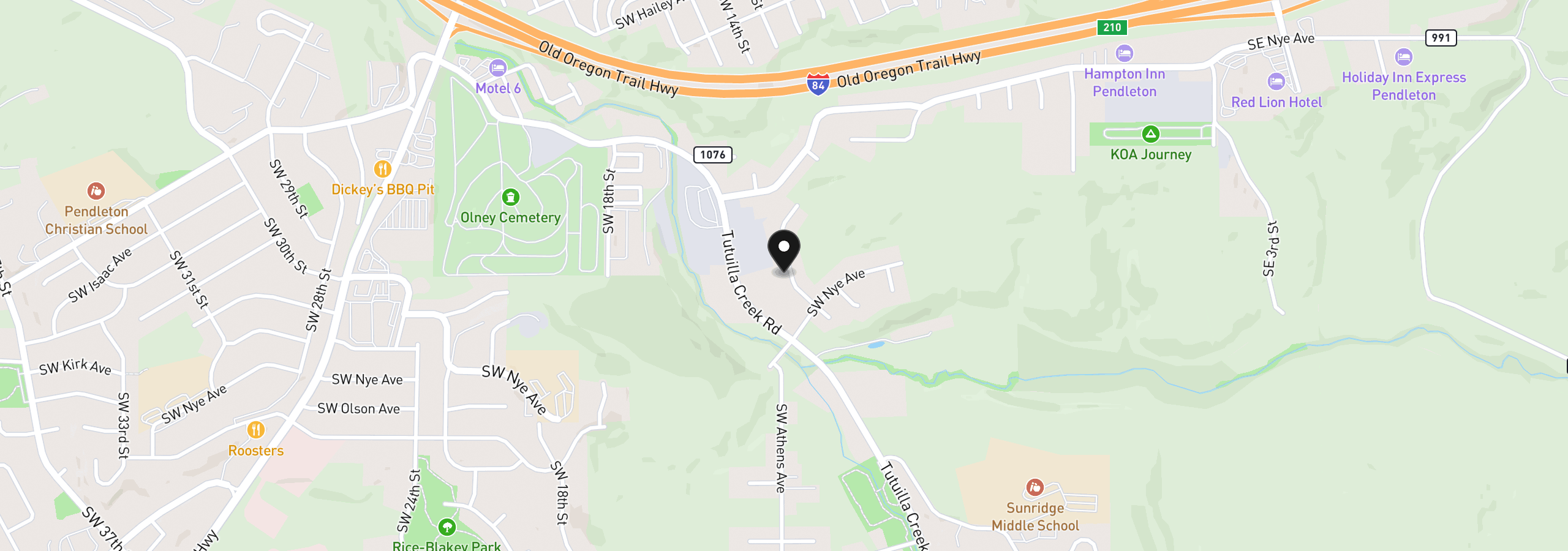 Map showing the location of 1279 SW 12th St, Pendleton, OR 97801