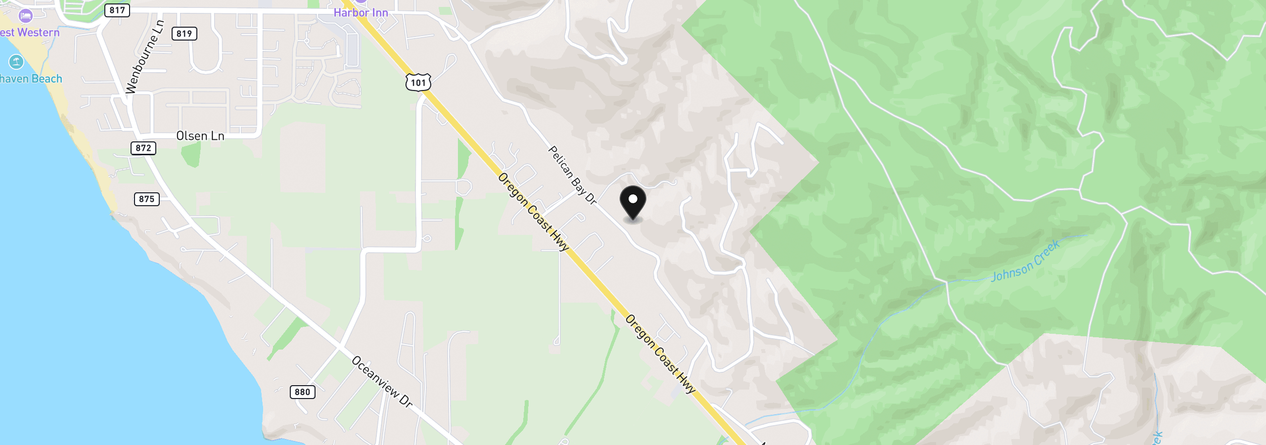 Map showing the location of 15709 Pelican Bay Dr, Brookings, OR 97415