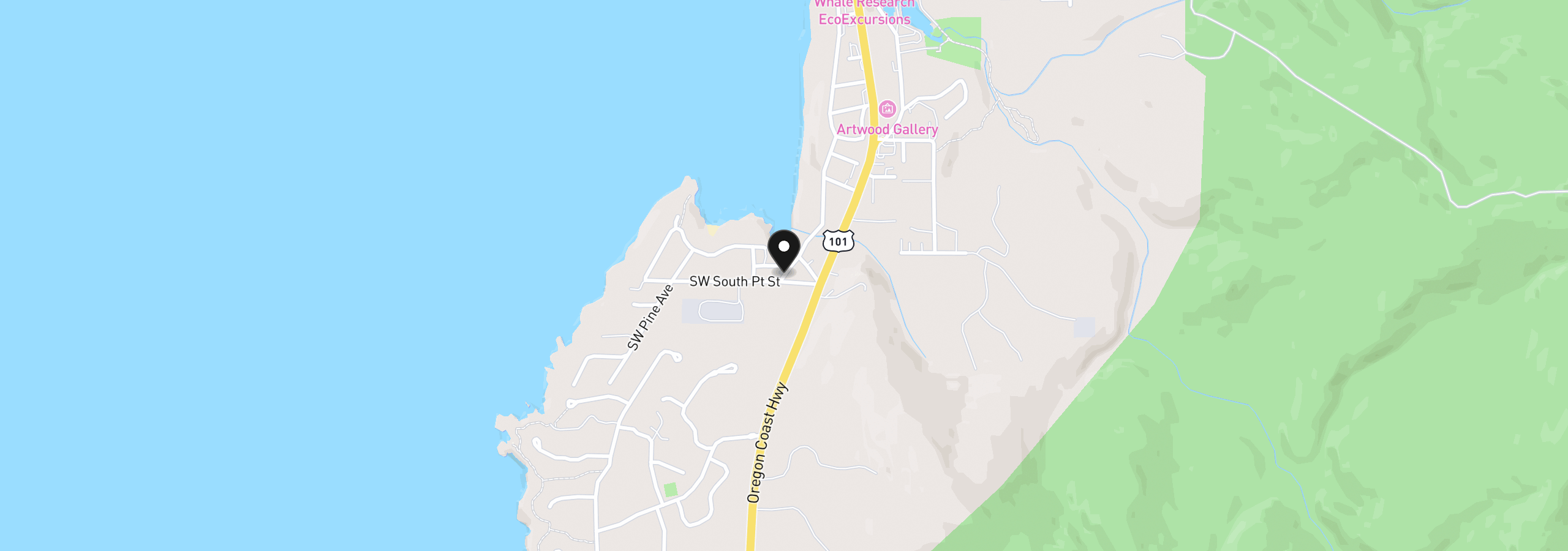 Map showing the location of 50000 SW Coast Ave, Depoe Bay, OR 97341