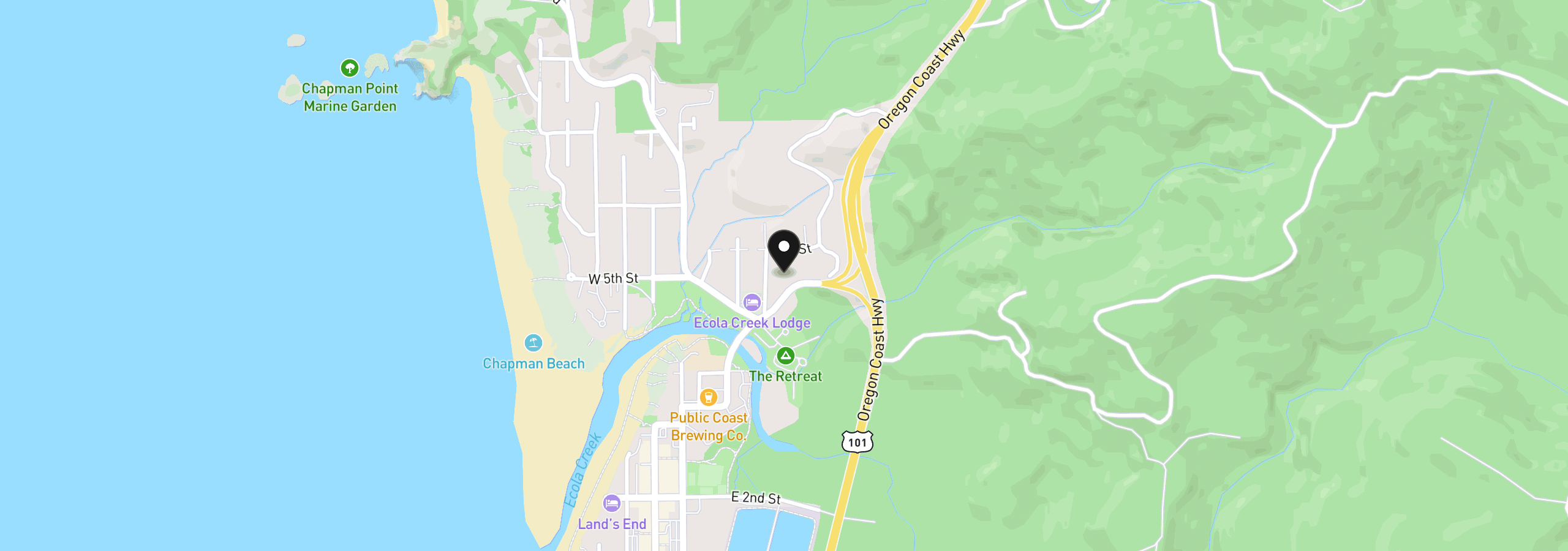 Map showing the location of 2403/2410 Birch St, Cannon Beach, OR 97110
