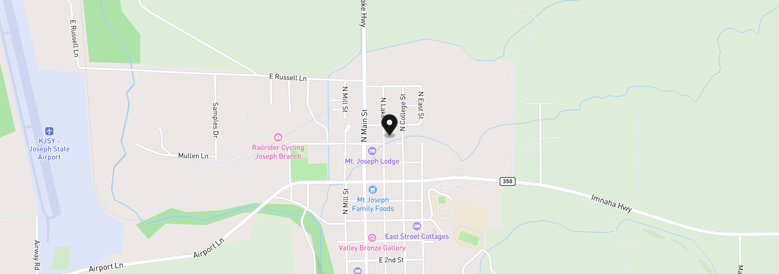 Map showing the location of 502 N Lake St, Joseph, OR 97846