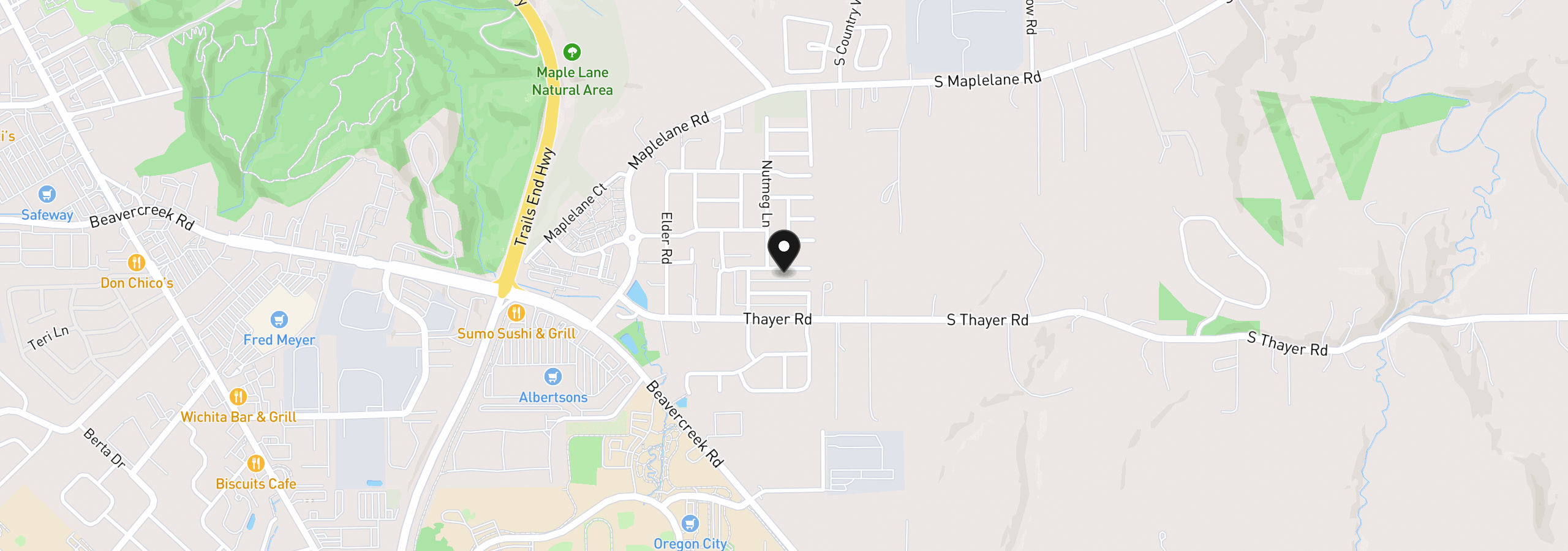 Map showing the location of 14684 Blue Blossom Way, Oregon City, OR 97045