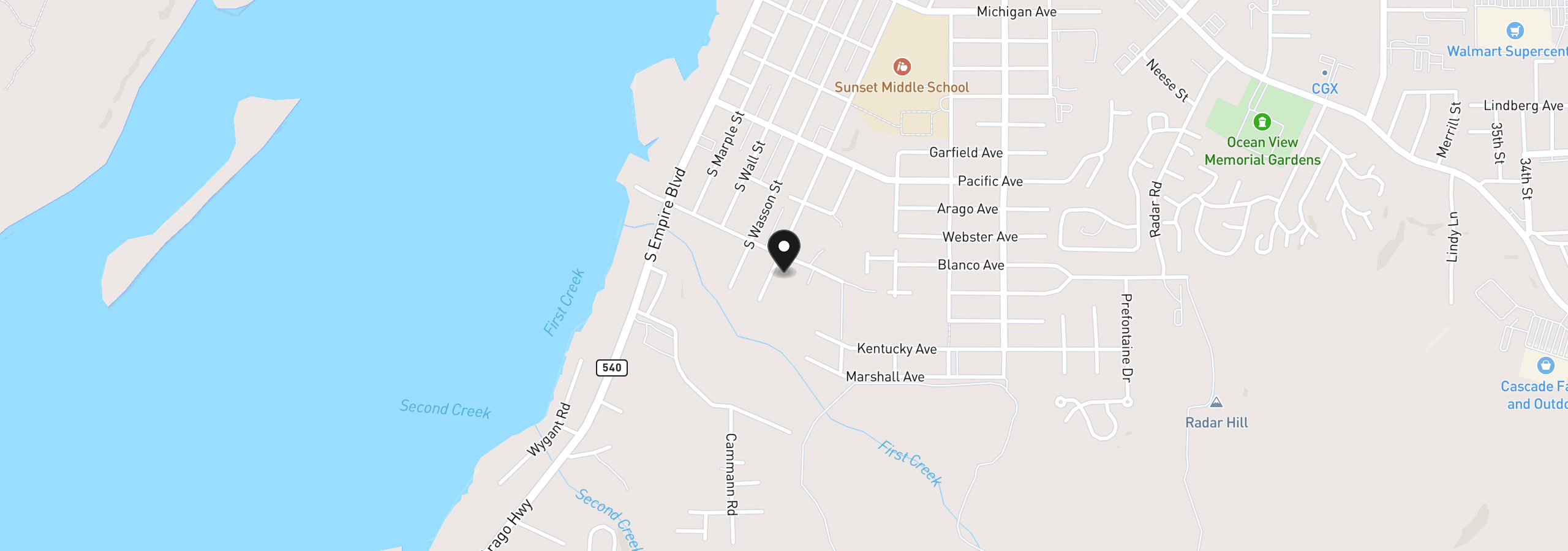 Map showing the location of 743 S Cammann St, Coos Bay, OR 97420