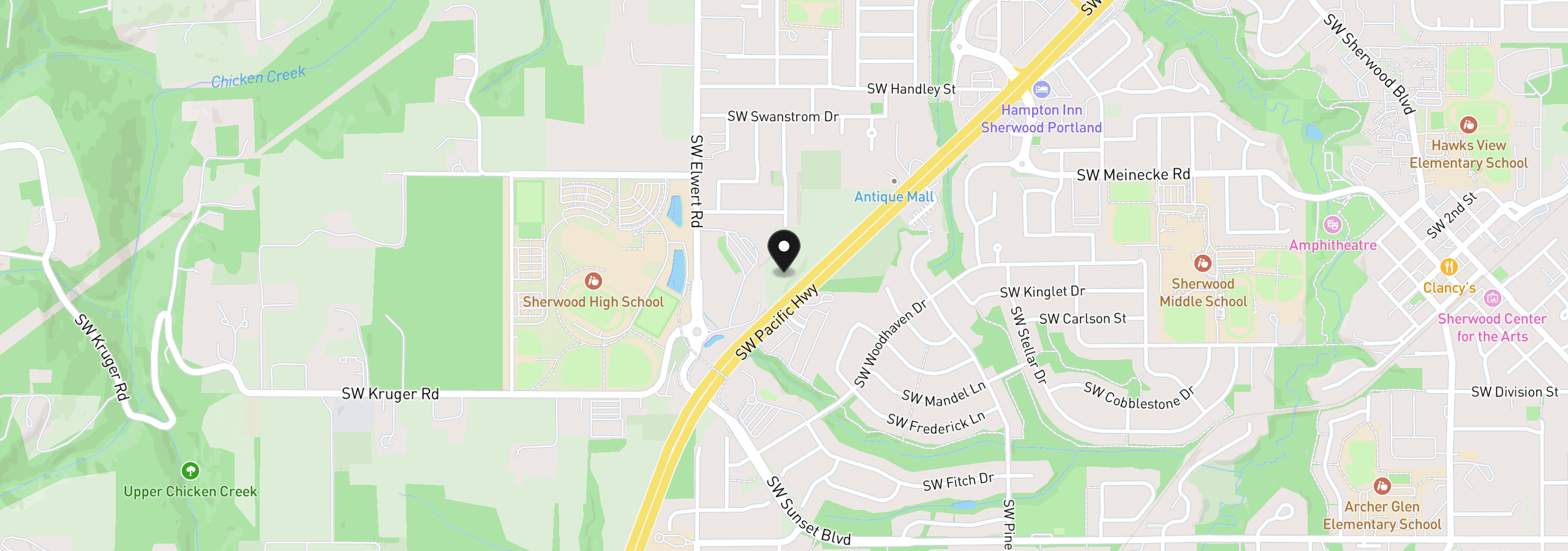 Map showing the location of 22770 SW Elwert Rd, Sherwood, OR 97140