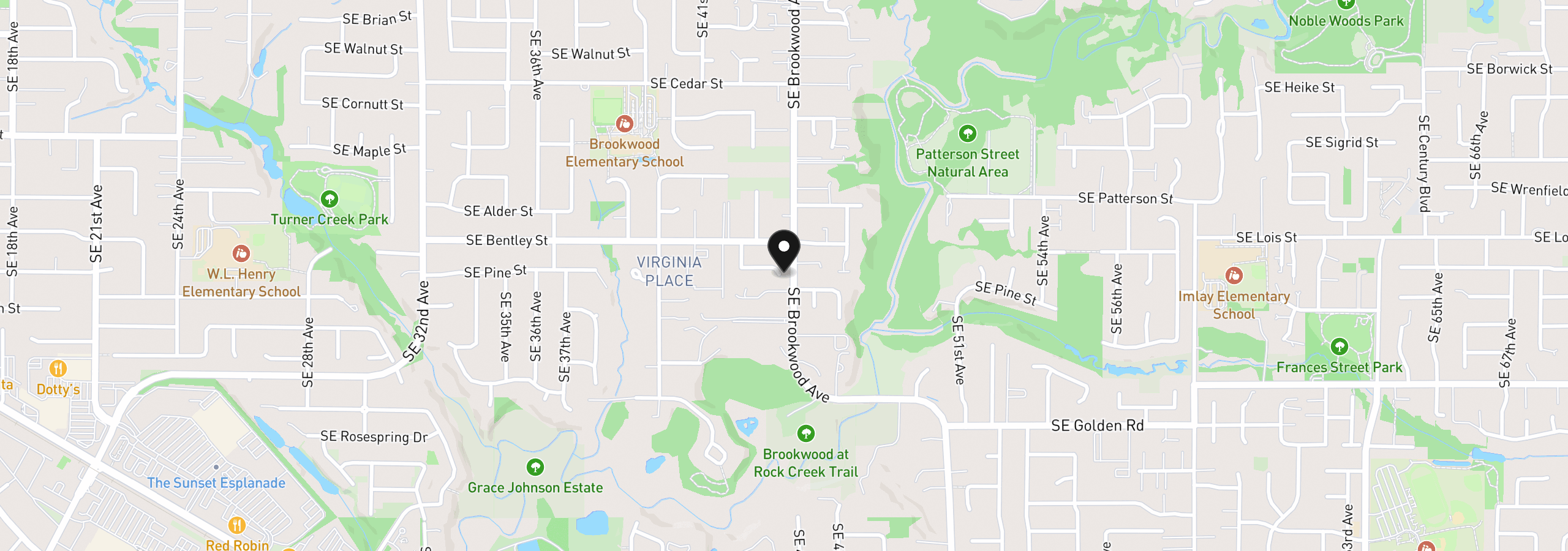 Map showing the location of 4388 SE Pine Way, Hillsboro, OR 97123