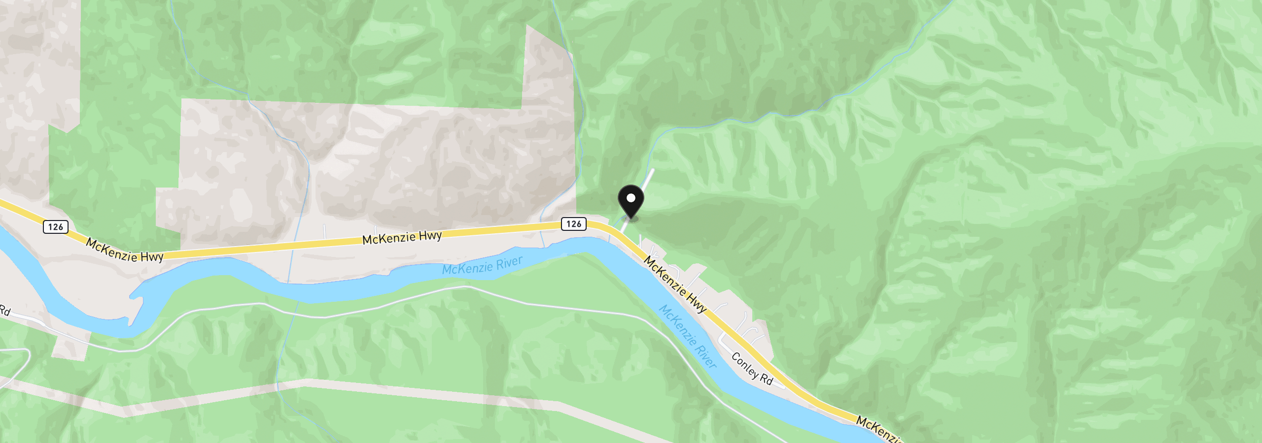 Map showing the location of 47983 McKenzie Hwy, Vida, OR 97488