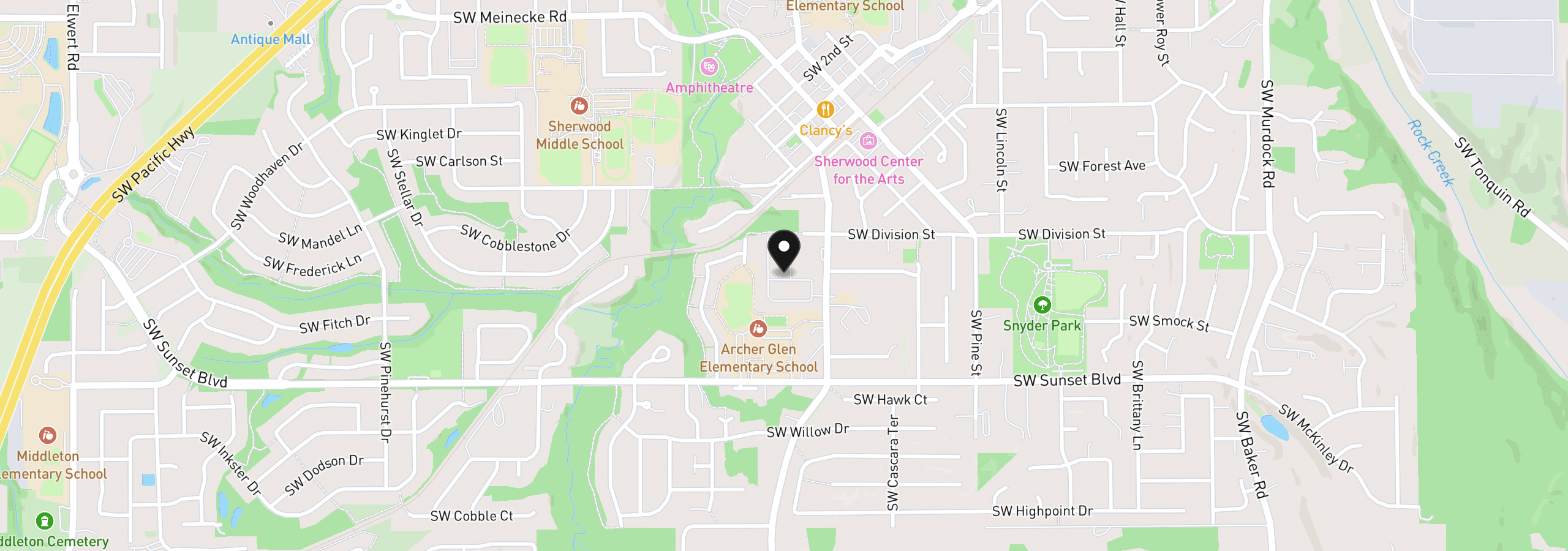 Map showing the location of 23077 SW Main St 30, Sherwood, OR 97140
