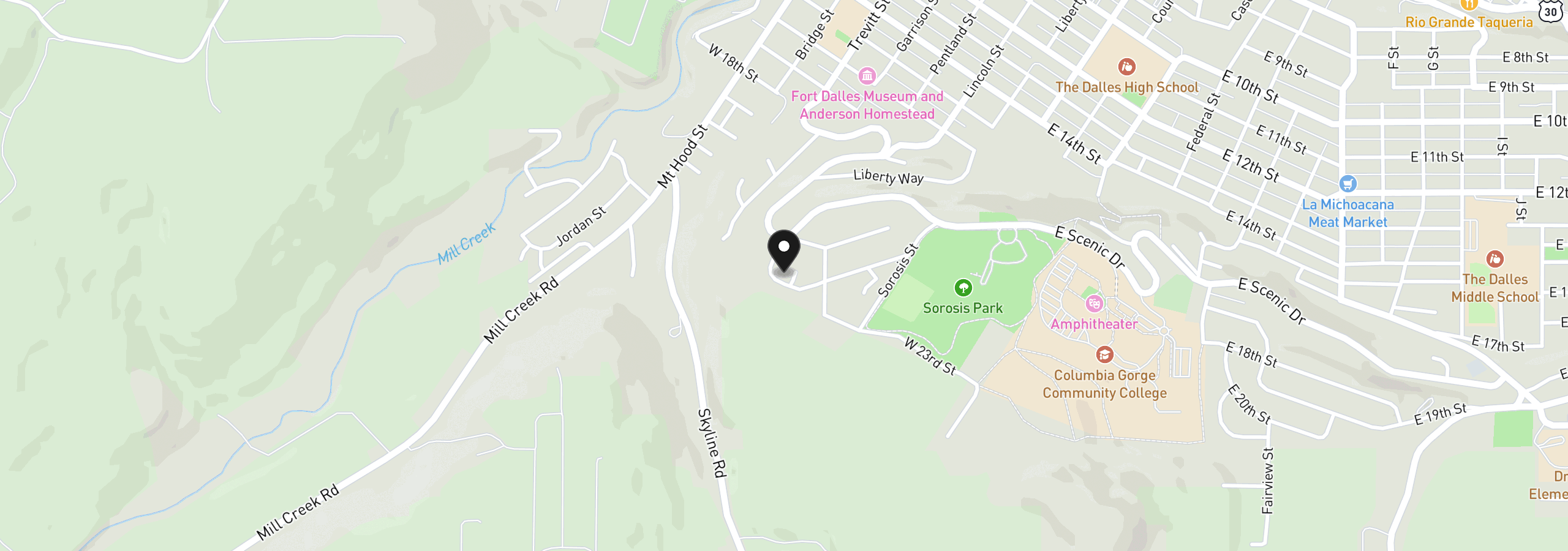Map showing the location of 421 W 21st St, The Dalles, OR 97058