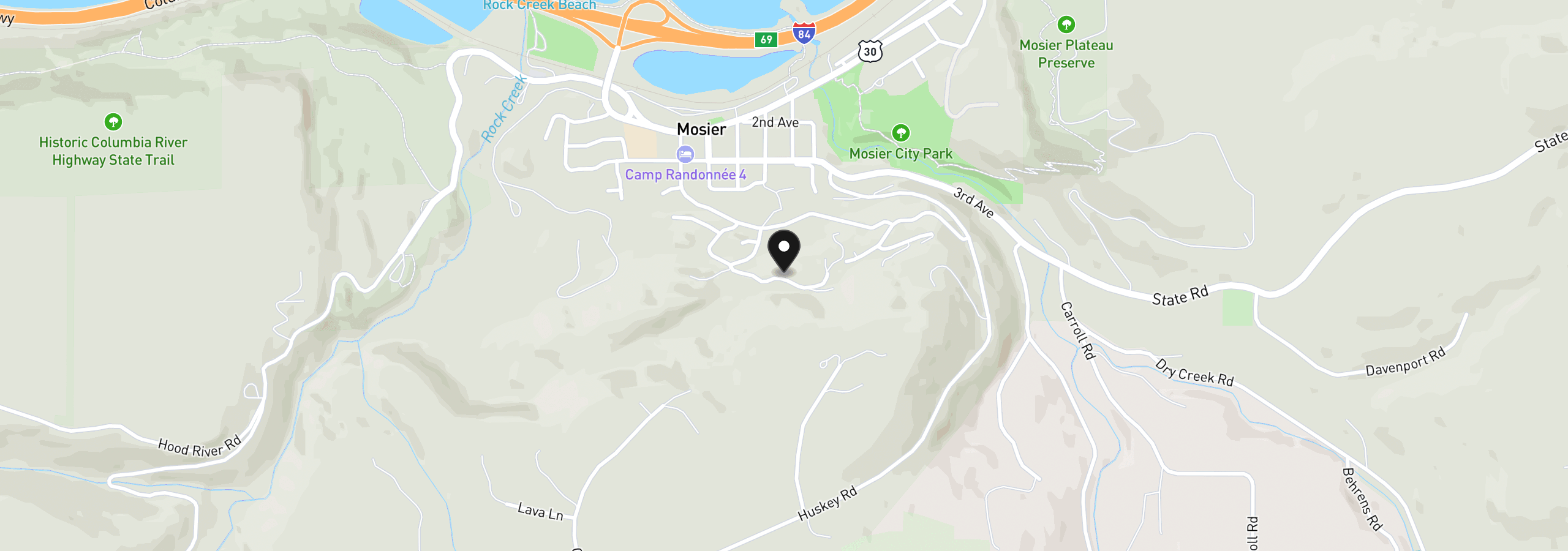 Map showing the location of Coyote Ct Lot #42, Mosier, OR 97040