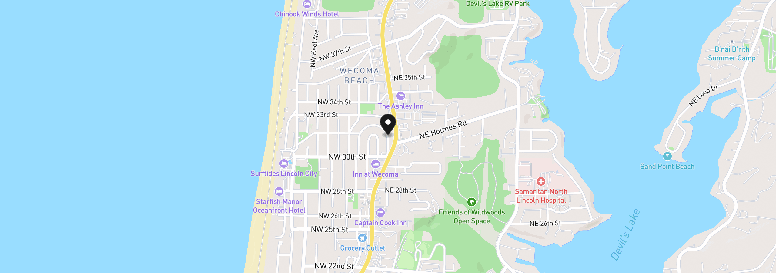 Map showing the location of NW Tl 17300 Quay Dr, Lincoln City, OR 97367