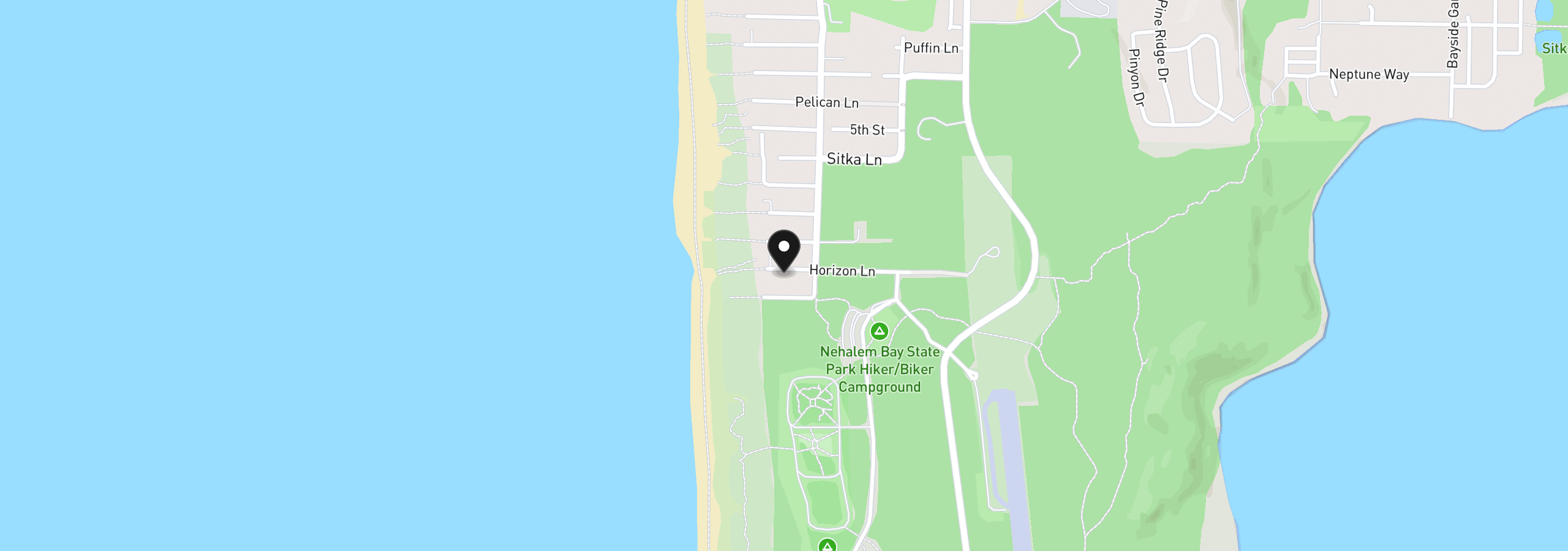 Map showing the location of 8885 Horizon Ln, Manzanita, OR 97130