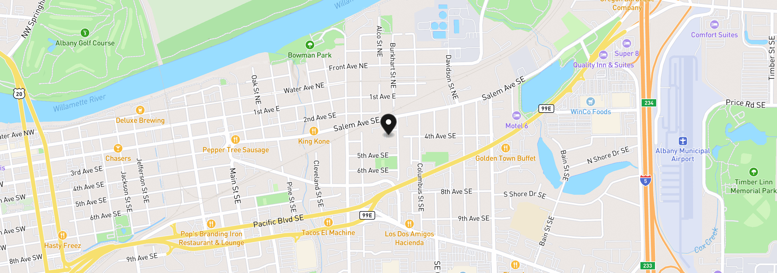 Map showing the location of 370 Burkhart St, Albany, OR 97321