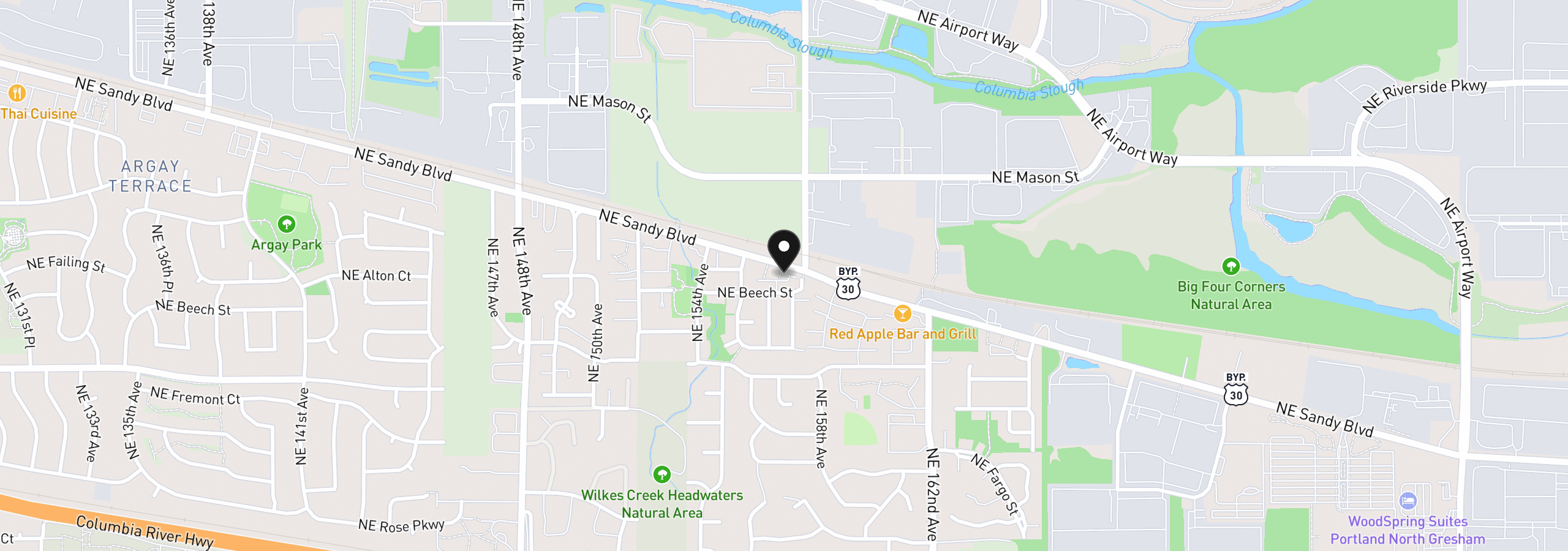 Map showing the location of 15723 NE Beech 3c St, Portland, OR 97230