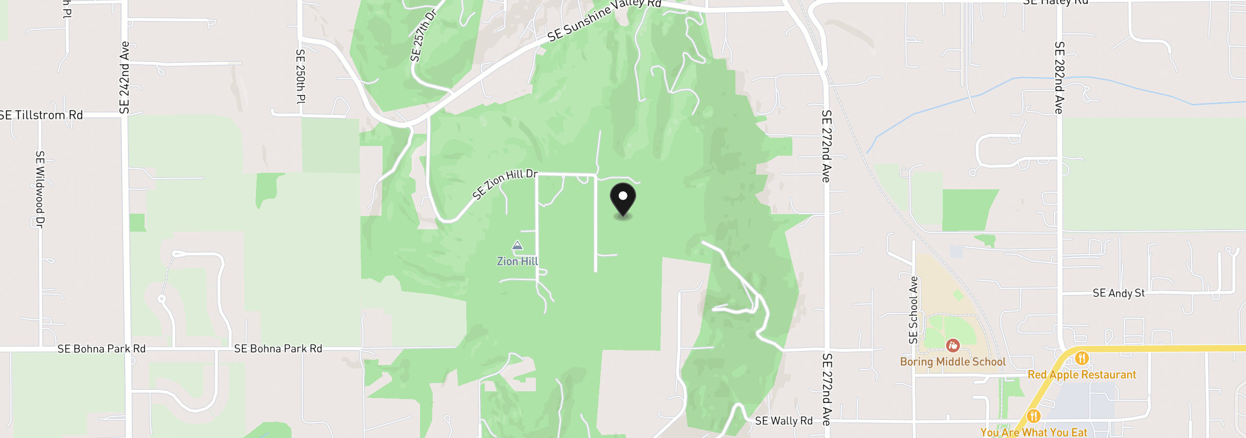 Map showing the location of 11975 SE Zion Hill Dr, Damascus, OR 97089