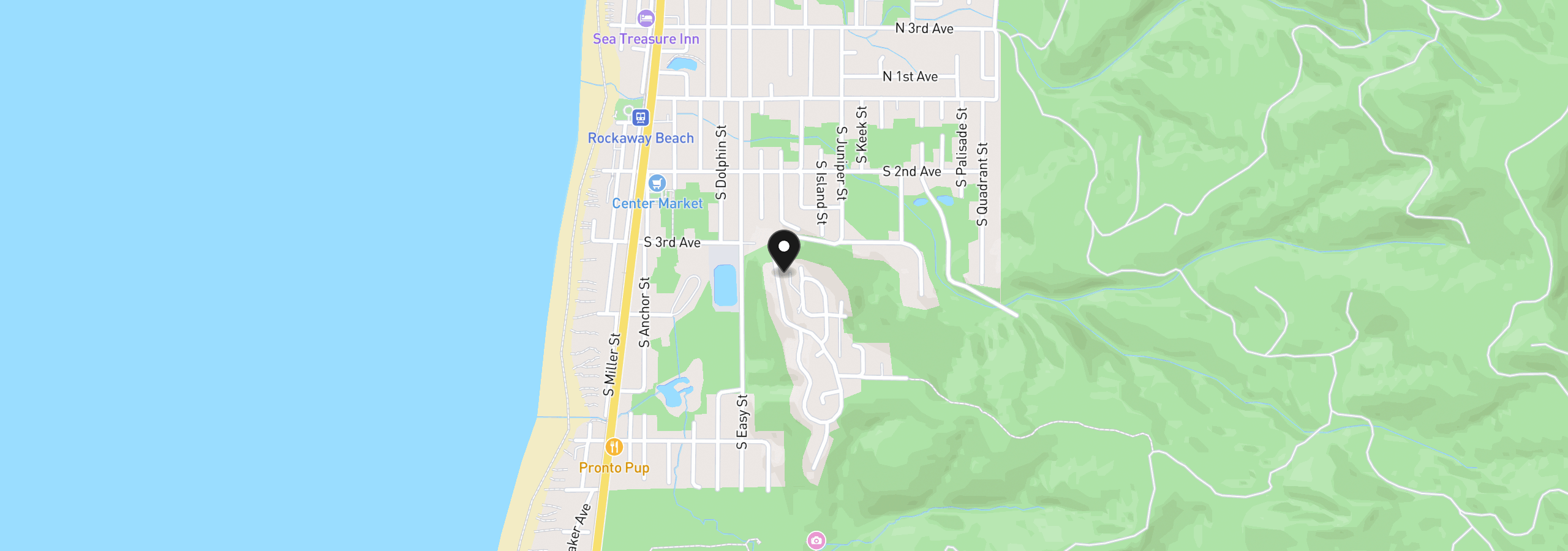 Map showing the location of 367 Longview Loop, Rockaway Beach, OR 97136