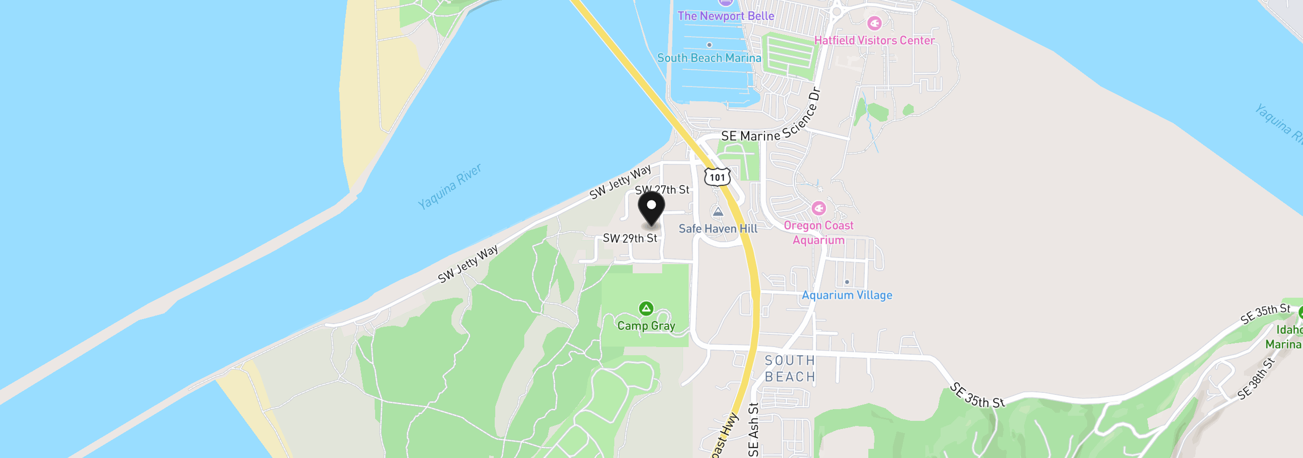 Map showing the location of 220 SW 29th St, Newport, OR 97365
