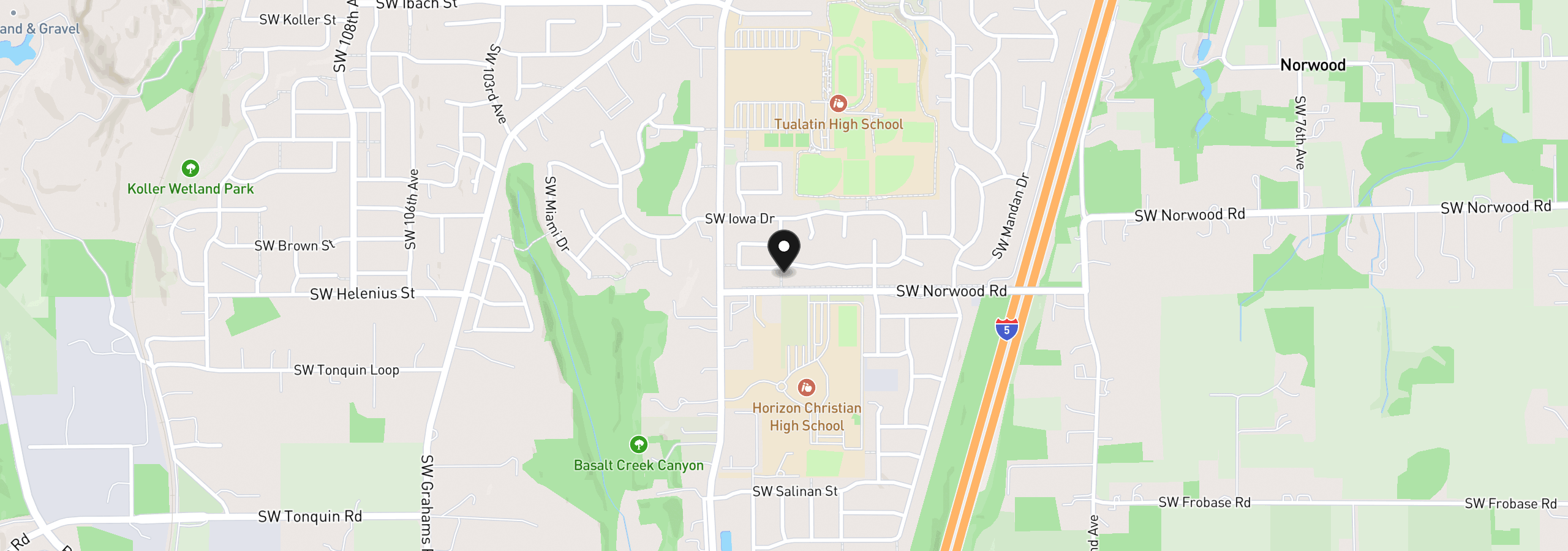 Map showing the location of 9290 SW Stono Dr, Tualatin, OR 97062
