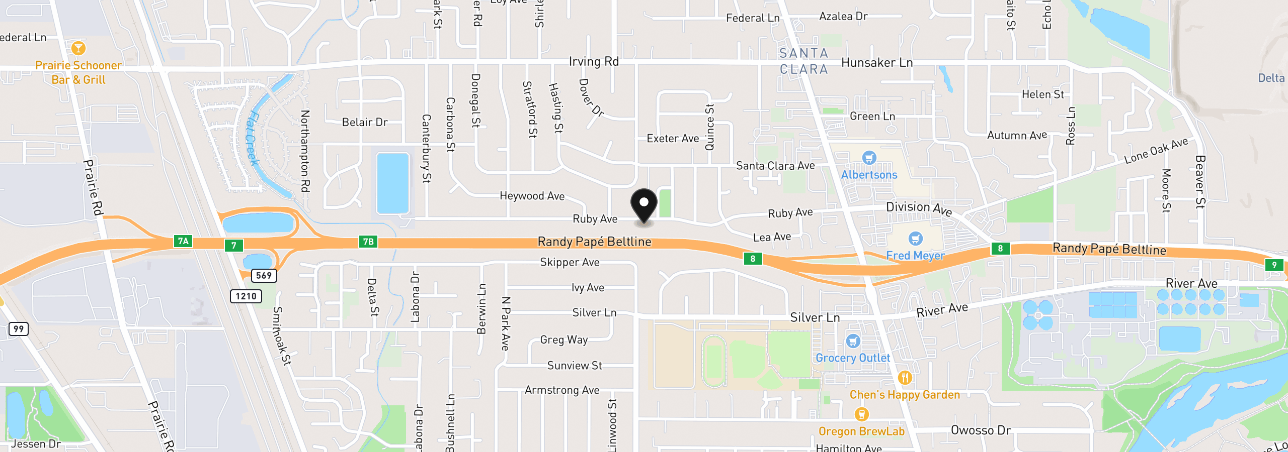 Map showing the location of 352 Ruby Ave, Eugene, OR 97404