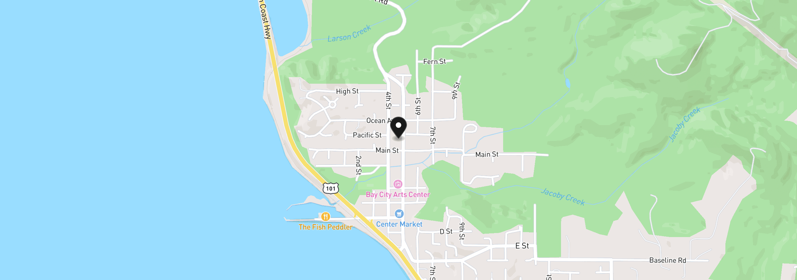 Map showing the location of 9750 5th St, Bay City, OR 97107