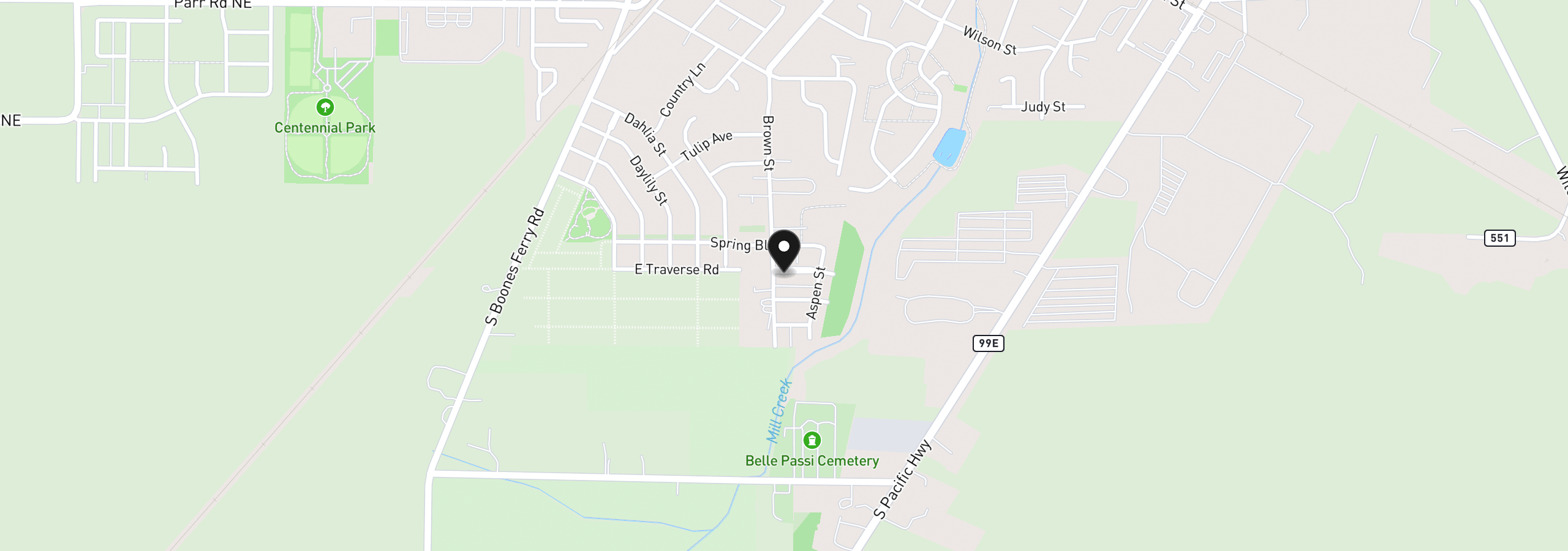 Map showing the location of 515 Upland Ave, Woodburn, OR 97071
